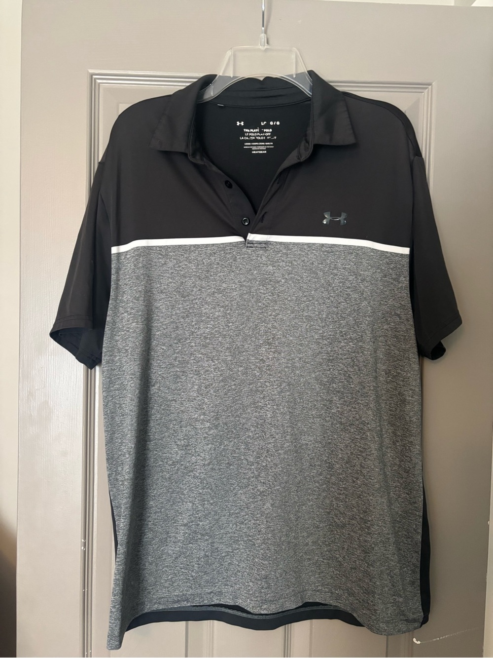 Under Armour Black and Heather Gray Men's Golf Polo